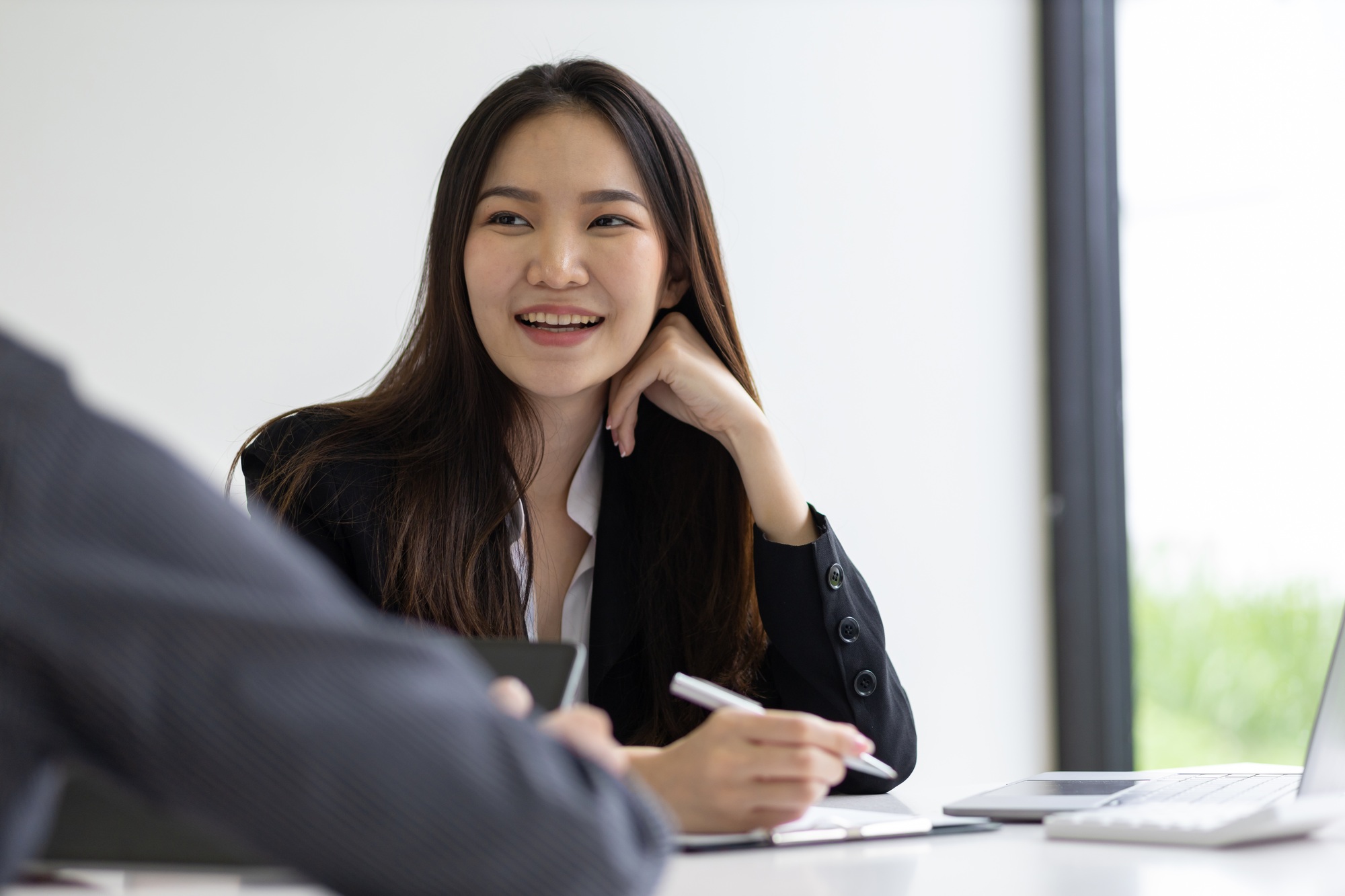 Business women in the office meeting with colleagues, financial advisor and job interview.